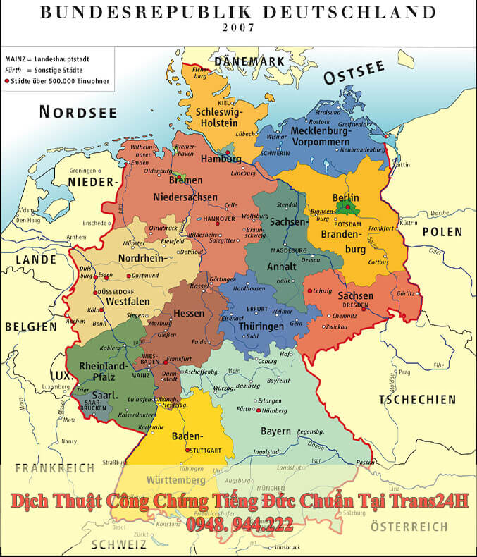 Dịch Thuật Công Chứng Tiếng Đức: Bản Đồ Nước Đức